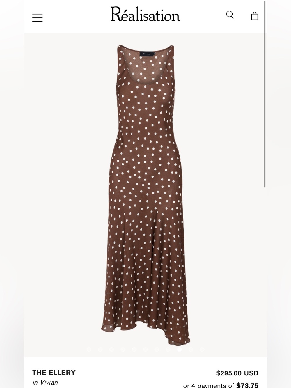 Réalisation Par silk Brown Polka Dot Midi Dress - Picture 5 of 9